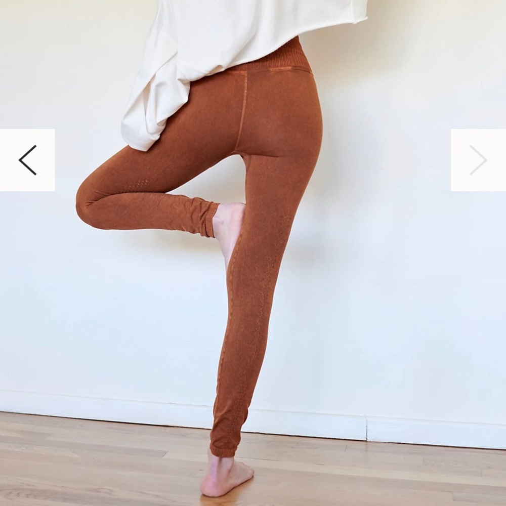 Free People Good Karma High Rise HR 7/8 Leggings Mineral Wash Cinnamon NWOT XS/S